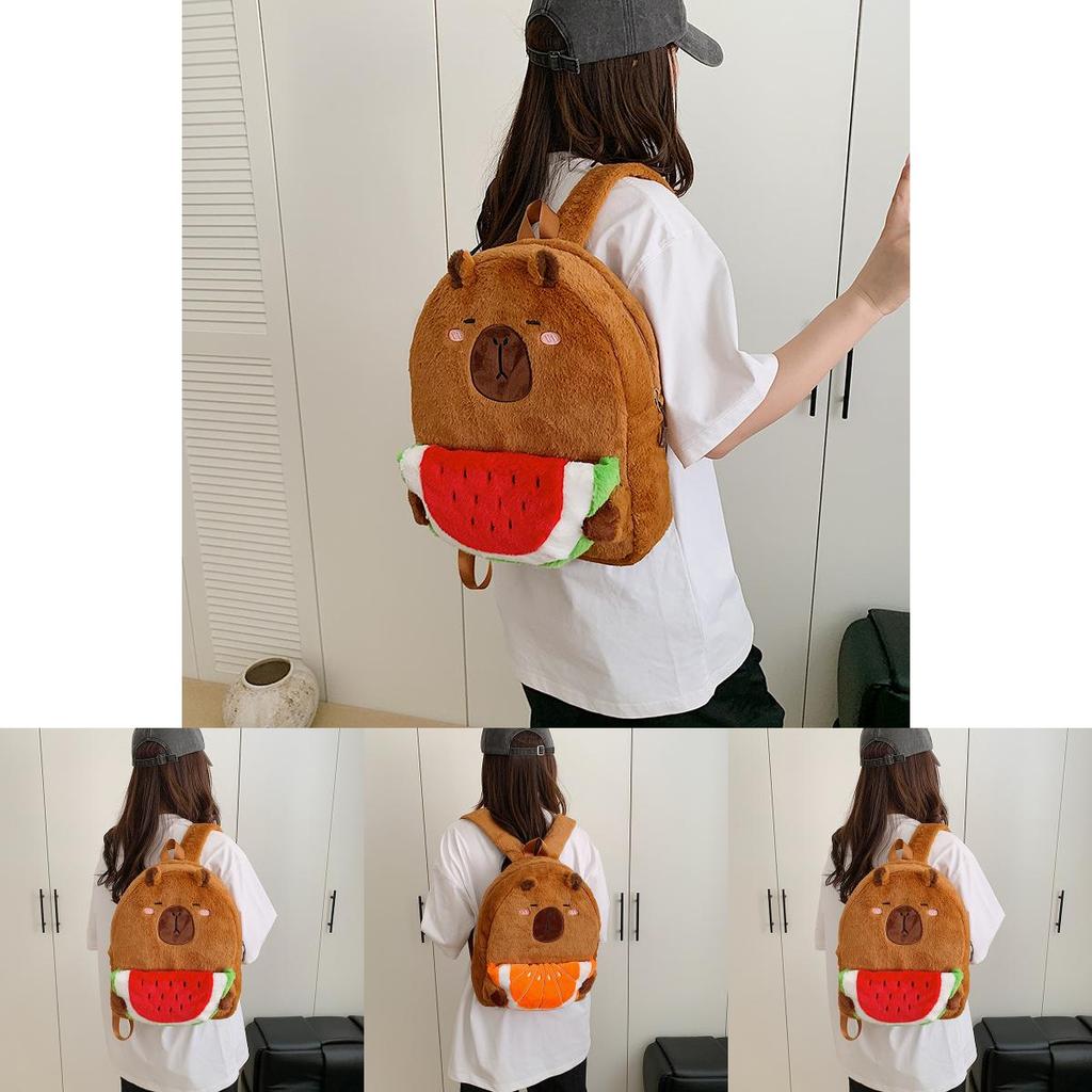 Capybara Plush Backpack For Kids With Zipper Closure And Breathable Design For School And Travel