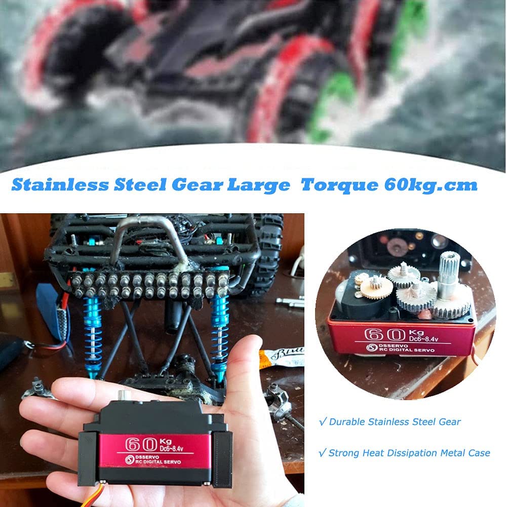 DS5160 Digital Servo Motor 7.4V 60KG with 18T Horn – 180° Rotation – For Robotics and RC Cars – Aluminum
