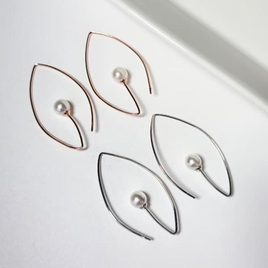 

Women s Daily 925 Silver Pearl Oval Pass-Through Earrings rose gold