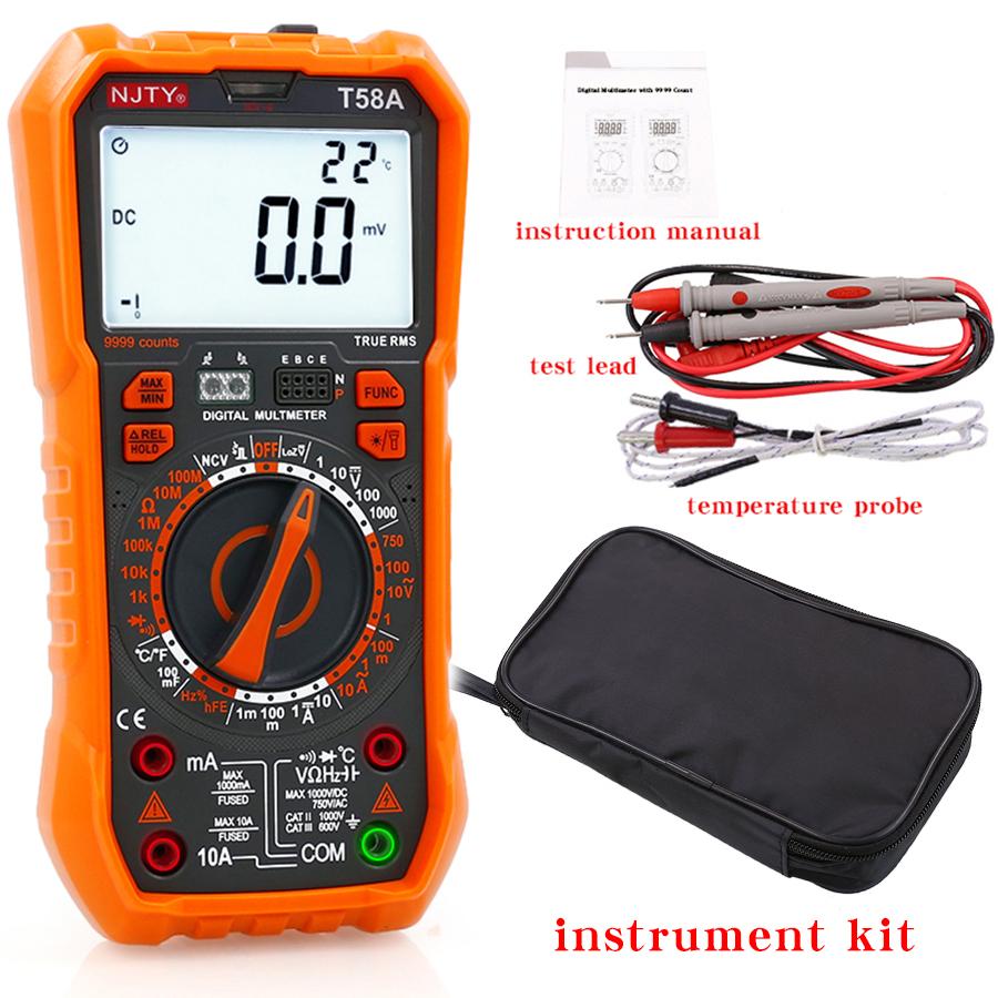 NJTY 58B  58A Multimeter High-Precision Digital Display Smart Burn-Proof Household Electrician Capacitance Meter