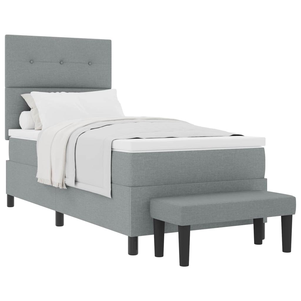 Boxspring Bed with Headboard Light Gray 100 x 200 cm Fabric