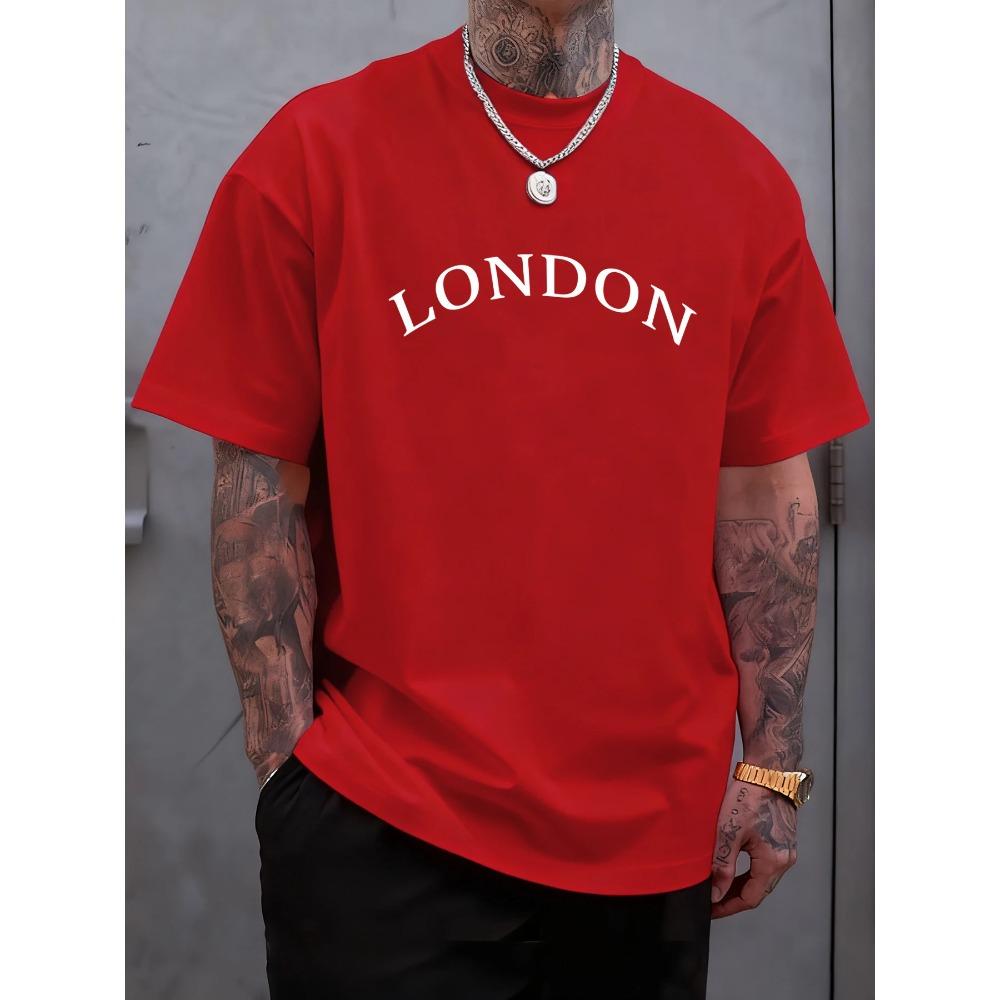 Letter Printed Mens T-Shirts Cotton Casual Short Sleeve Trendy Loose Male Summer Soft T-Shirt