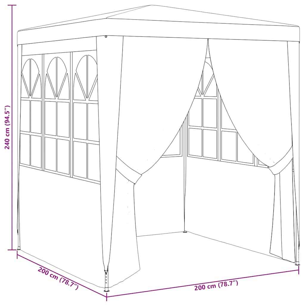 Professional Party Tent with Side Walls 2*2 M Anthracite 90 G M²