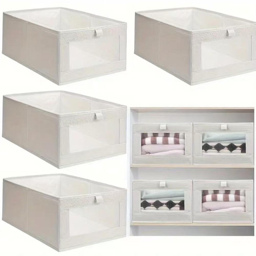 Clear Window Foldable Storage Box with Washable Fabric Organizer for Efficient Use In Home Office or Dorm Rooms