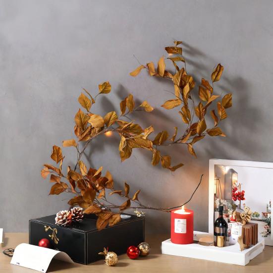 1/2Pcs 600CM Artificial Magnolia Leaf Garland UV Resistant Fall Thanksgiving Day Harvest Festival Mantle Porch Indoor Outdoor Decoration