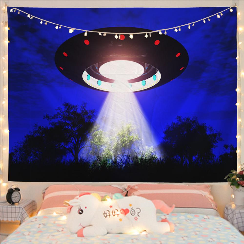 Mysterious Spaceship Tapestry Hanging Exoplanets Dorm Dormitory Star Universe Bedroom Living Room Home Decor