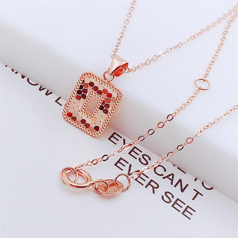 

Изысканный русский 585 фиолетовый золотой полый квадратный кулон Чешуя дракона Модная позолоченная розовым золотом цепочка для ключиц (single pendant)