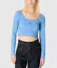 MARINE SERRE (W) Moon Logo Jersey Long Sleeve Round Neck Top Blue Moon Logo Jersey Ls Roundneck Top Bb01 Blue Bonnet