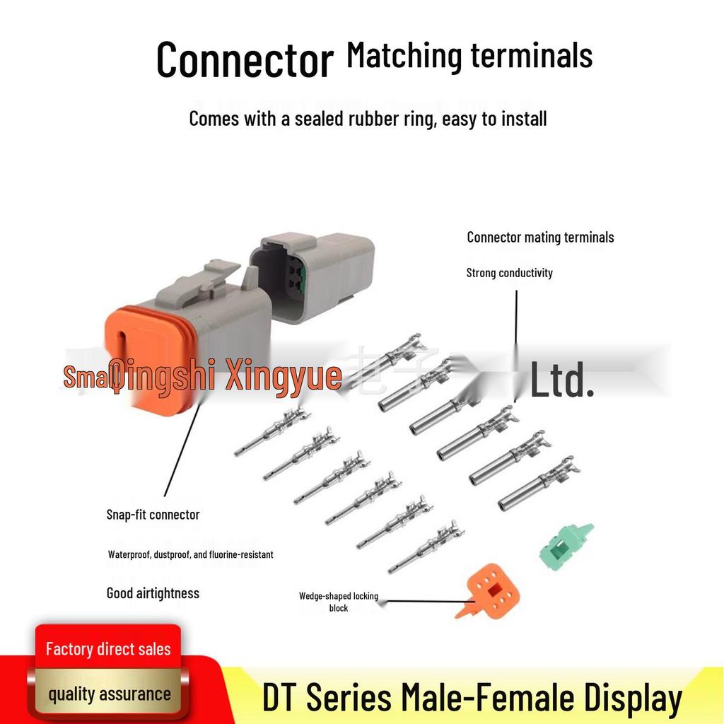 DT Series 2-12 Pin Waterproof Auto Connector (Deutsch Type) with Crimped Terminals