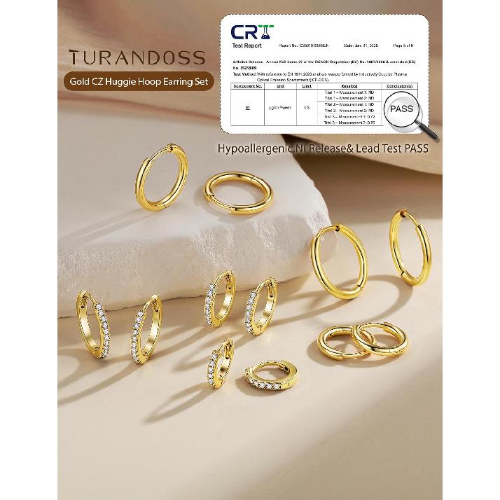Hypoallergenes Gold Huggie Creolen Set für Damen | 14K Gold Plated, Kleines klobiges Creolen Set, Gold Creolen Stack für Damen, Huggie