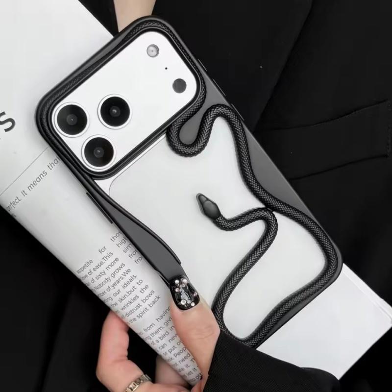 

Роскошный Большой Полый Гальванизированный Чехол Змея для iPhone 17 16 15 14 13 12 11 Pro Max Plus Гальванизированная Броня Охлаждение 3D Чехол для Телефона iPhone 17 Pro чёрный