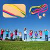 5m Rainbow Long Rope Multiplayer Jump Rope Wooden Ball Handle Speed Skipping Rope Adjustable Length Jumping Rope for Party Game