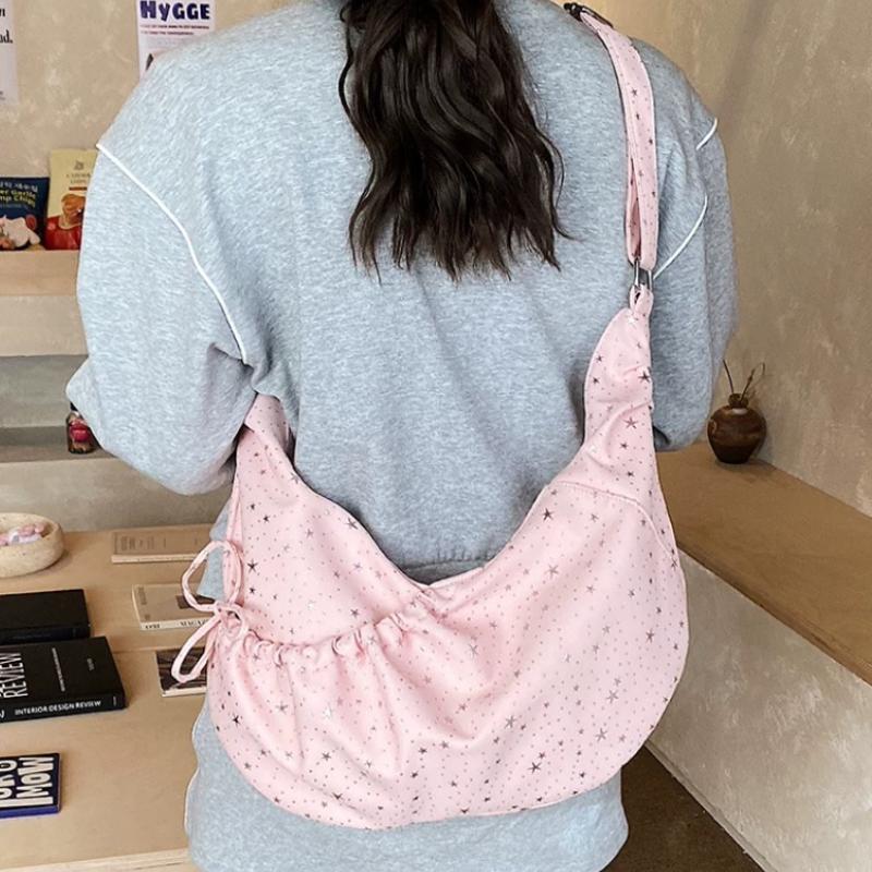 Cute Star Hobos Shoulder Bags for Women Vintage Large Capacity Female Lightweight Underarm Bag Drawstring Design Crossbody Bag