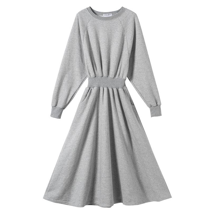 Korean Style Long Sleeve Artistic Slimming Swing Waist Sweater Dress for Women - Autumn/Winter Trend