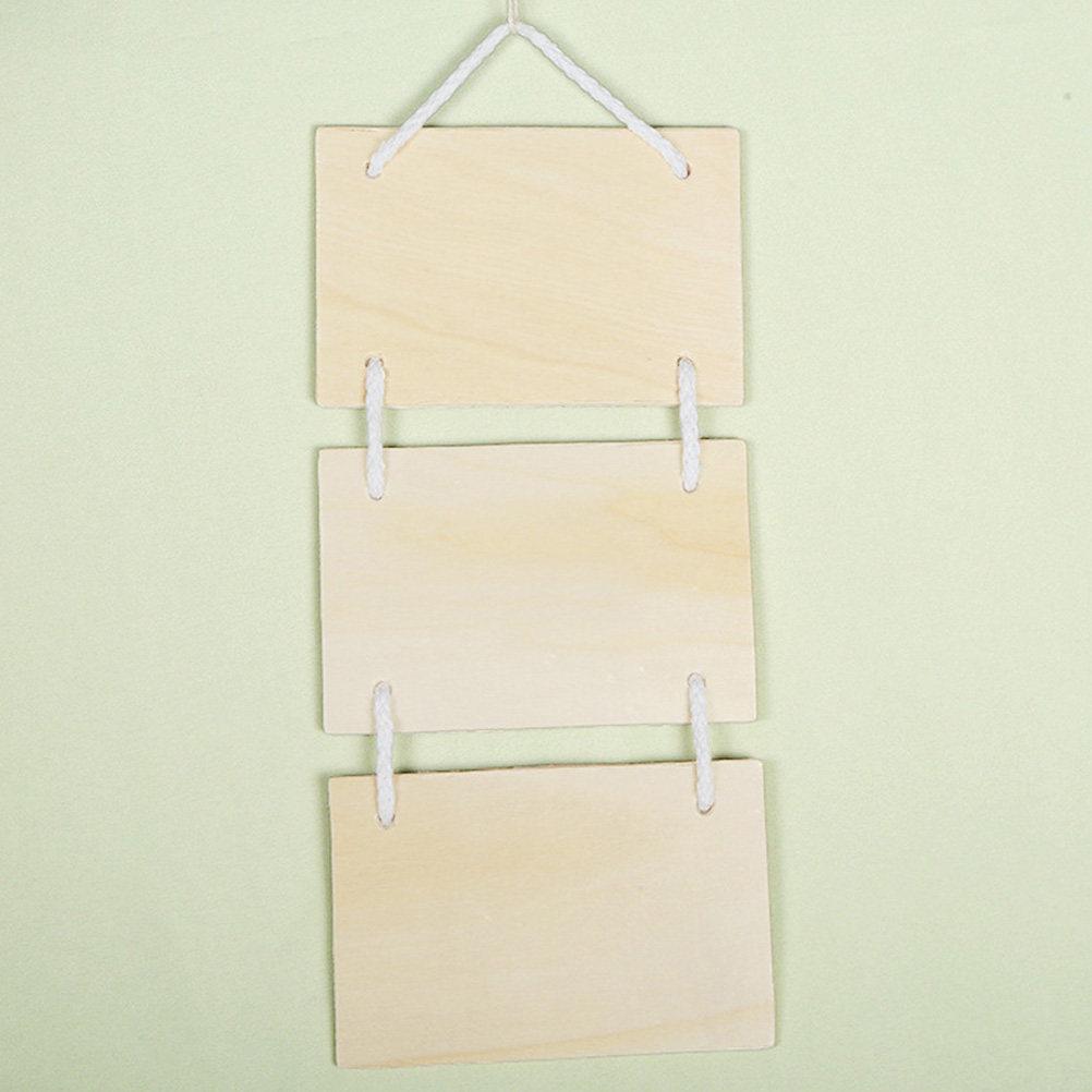3Pcs Blank Wooden DIY Plaques Unfinished Hanging Boards for Art Craft Painting Decoration Interior Door Wall Bar Hotel