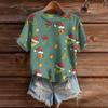 Women's Cute Sweater Knitted Fashion Casual Round-neck Short-sleeved  Cozy Print Top