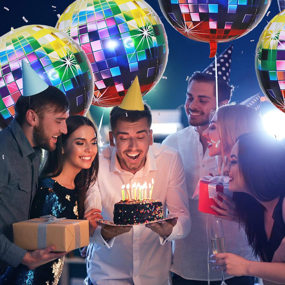 2-Pack of 32inch Colorful Disco Foil Balloons, Suitable for Birthday Party Decorations, Themed Party Decorations, Friend Gatherings, and