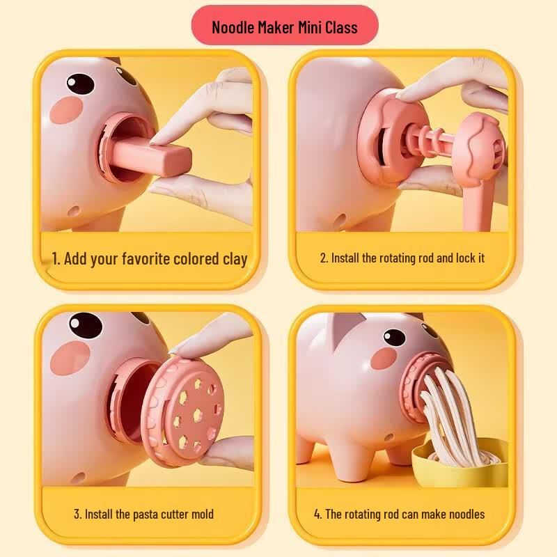 MiaoBeiLe Kids Pig Noodle Machine Playdough Set