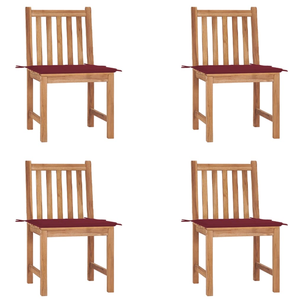 vidaXL Gartenstühle 4 Stk. mit Kissen Massivholz Teak