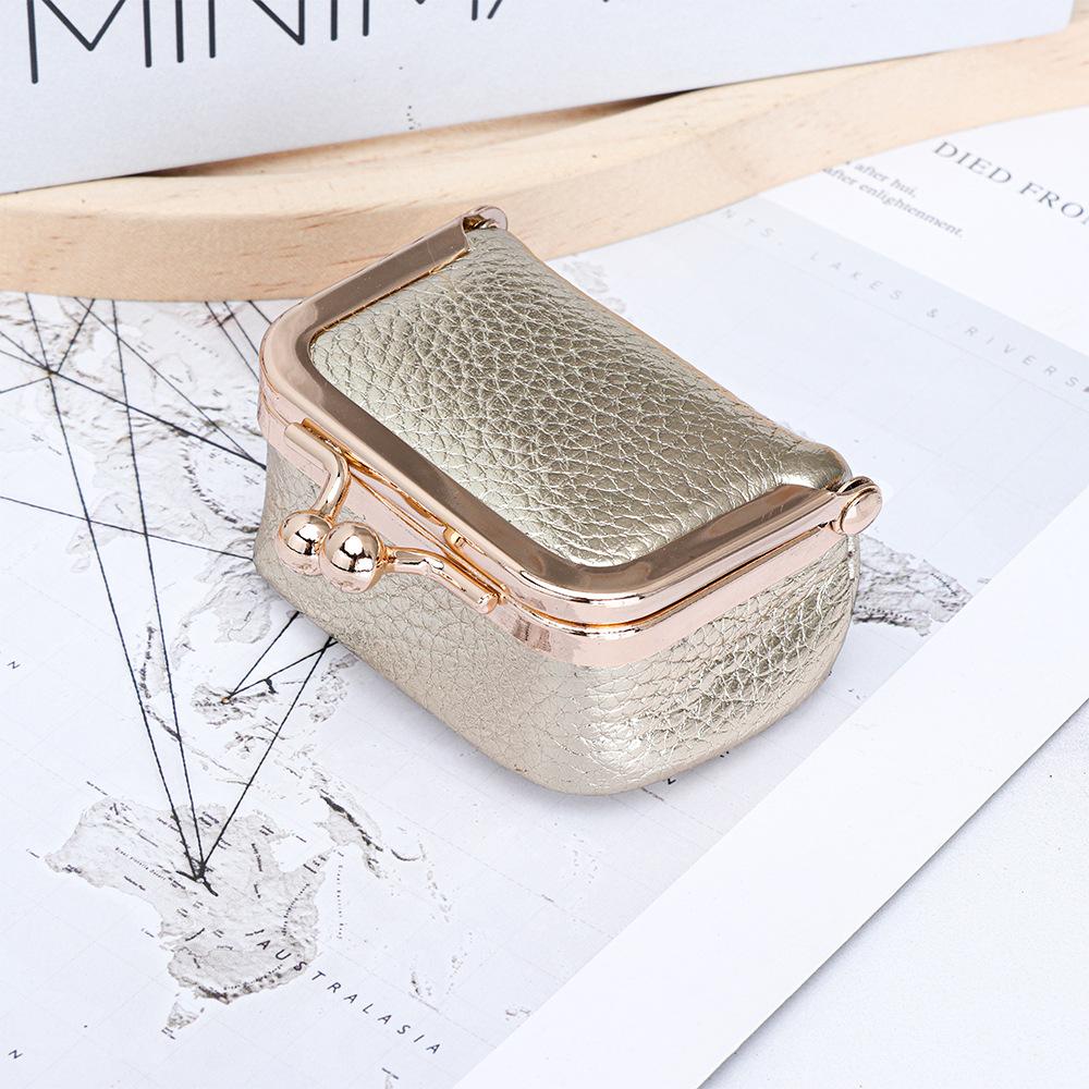 Chic Full-Grain Leather Mini Kiss-Lock Pouch Jewelry Organizer for Rings Necklaces Earrings Compact Daily Accessory Coin Purse