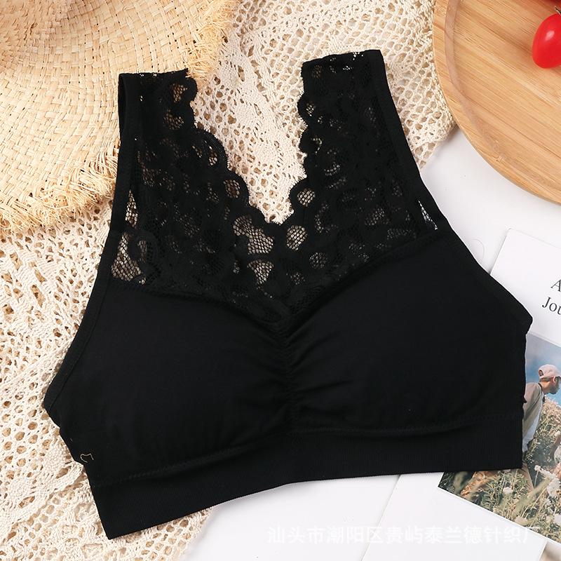 Encaje Talla Grande Ropa Interior Sujetador Sin Costuras Sin Espalda para Ropa Exterior Pecho Envuelto Sin Aro de Acero Lencería Sin Tirantes para Mujer