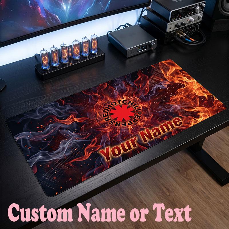 Red Hot Chili Peppers Customized Name Text Mouse Pad, Large Desk Mouse Mat Personalized Home Office Present