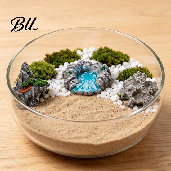 Mini Rock Arrangement for Landscaping 2 Pcs Miniature Stone Statue Resin Fake Models Diorama Delicate Art Piece Supplies Micro Train Landscape Railway