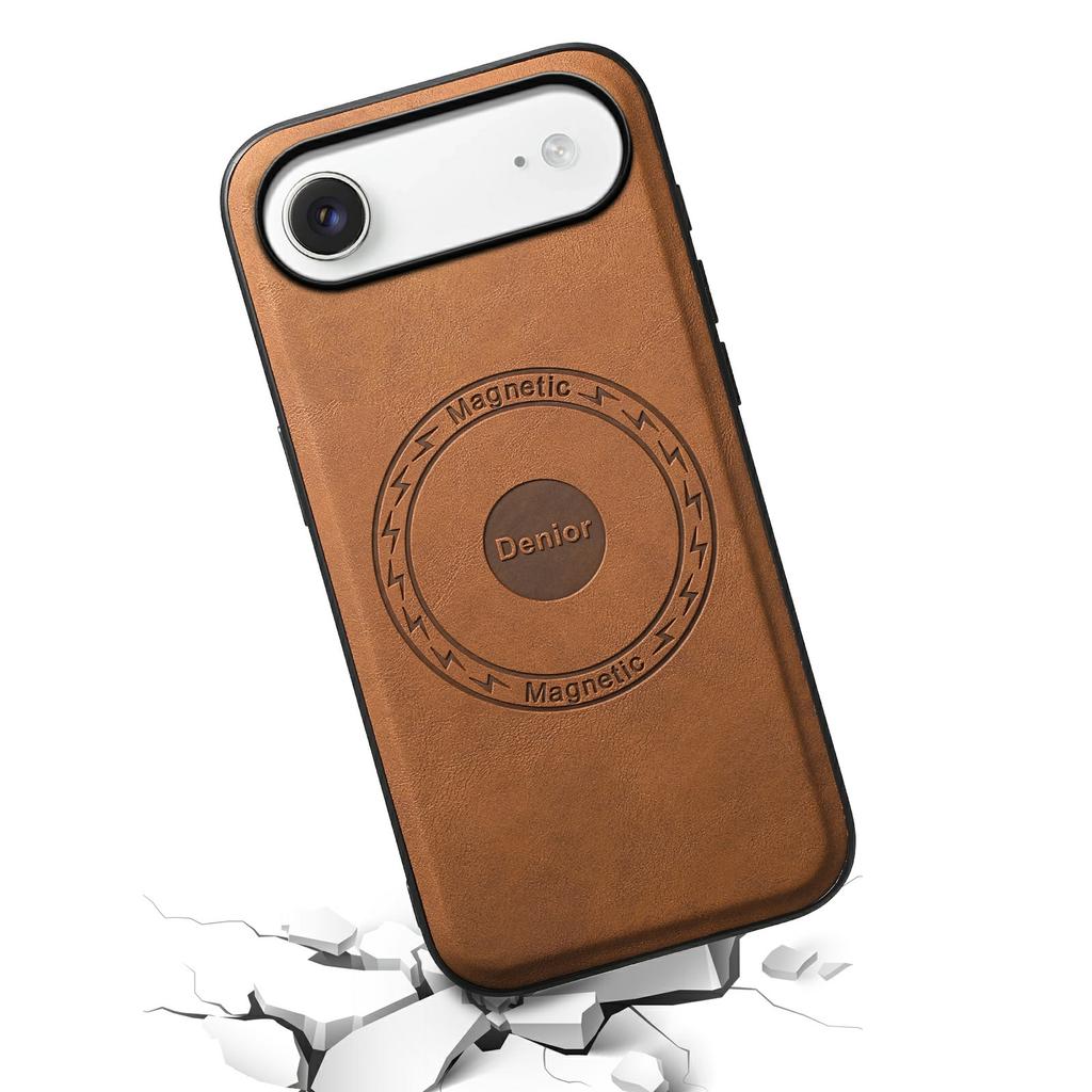 DENIOR D13 For iPhone Air Magnetic Case Card Holder Leather Coated PC + TPU Phone Cover