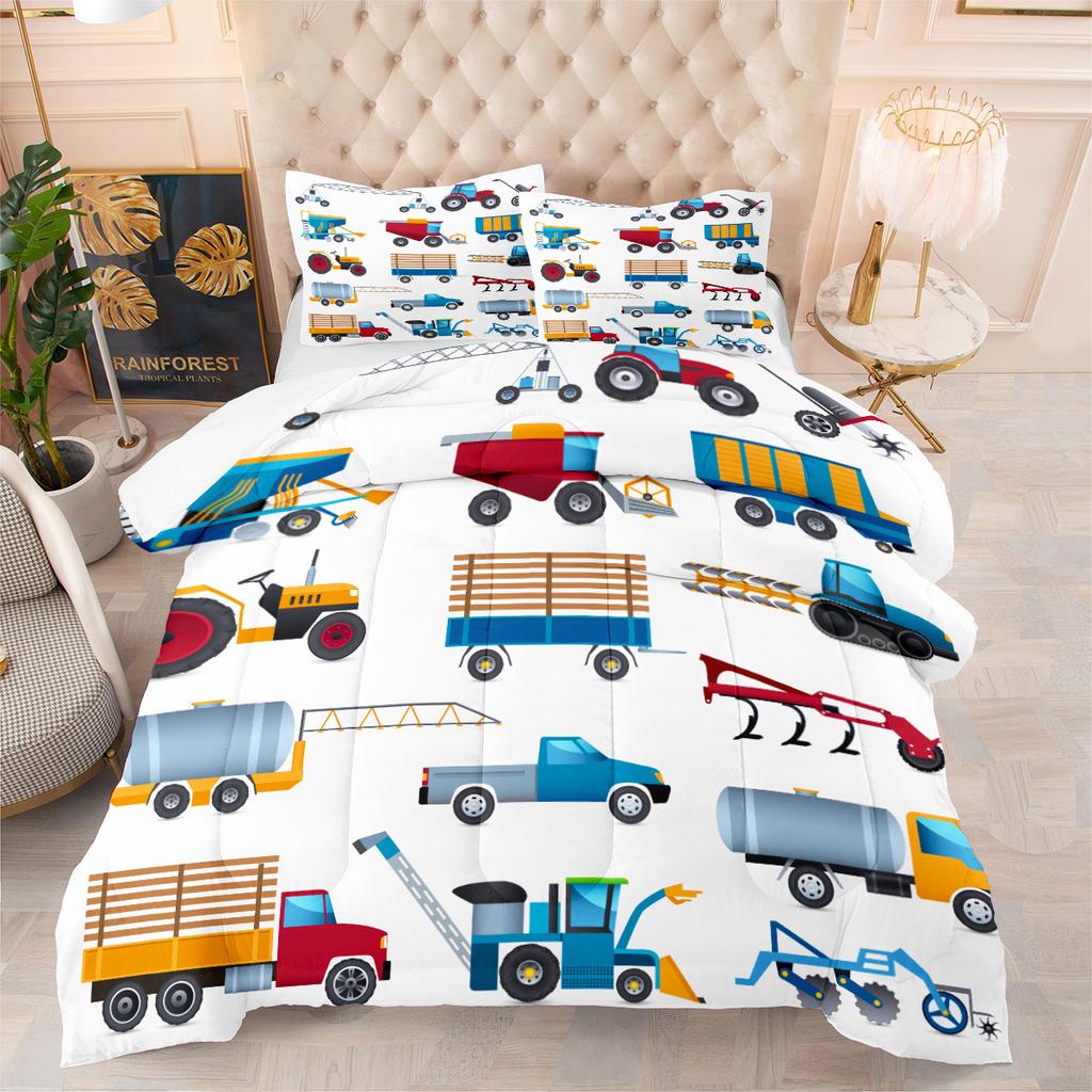 Cute Cartoon Cat Home Bedroom Comforter Set - Digital Print, Down Alternative Fill, 3-piece Set