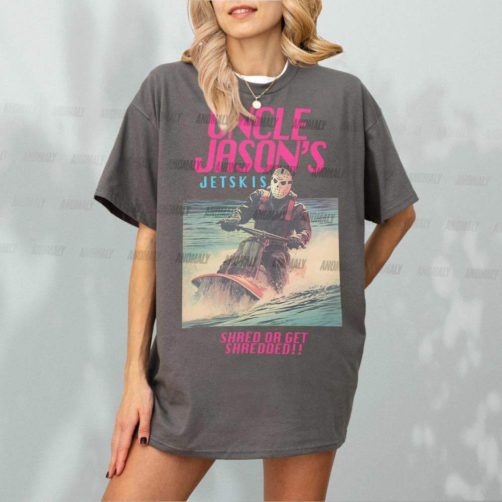Lustiges Jason T-Shirt Onkel Jasons Jetskis Vintage 80er Horrorfilm Werbung T-Shirt Grafikbekleidung Kurzarmshirt Unisex
