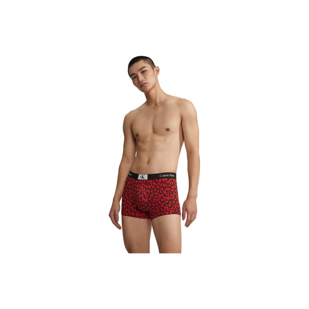 Calvin Klein Small Square Letter Jacquard Anti-Chafing Boxer Shorts Men Underwear Red NB3403ACJ
