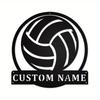 Metal Sign Volleyball Silhouette Customizable Name Plate Wall Art Adhesive Sticker Home Decor Durable Indoor Outdoor