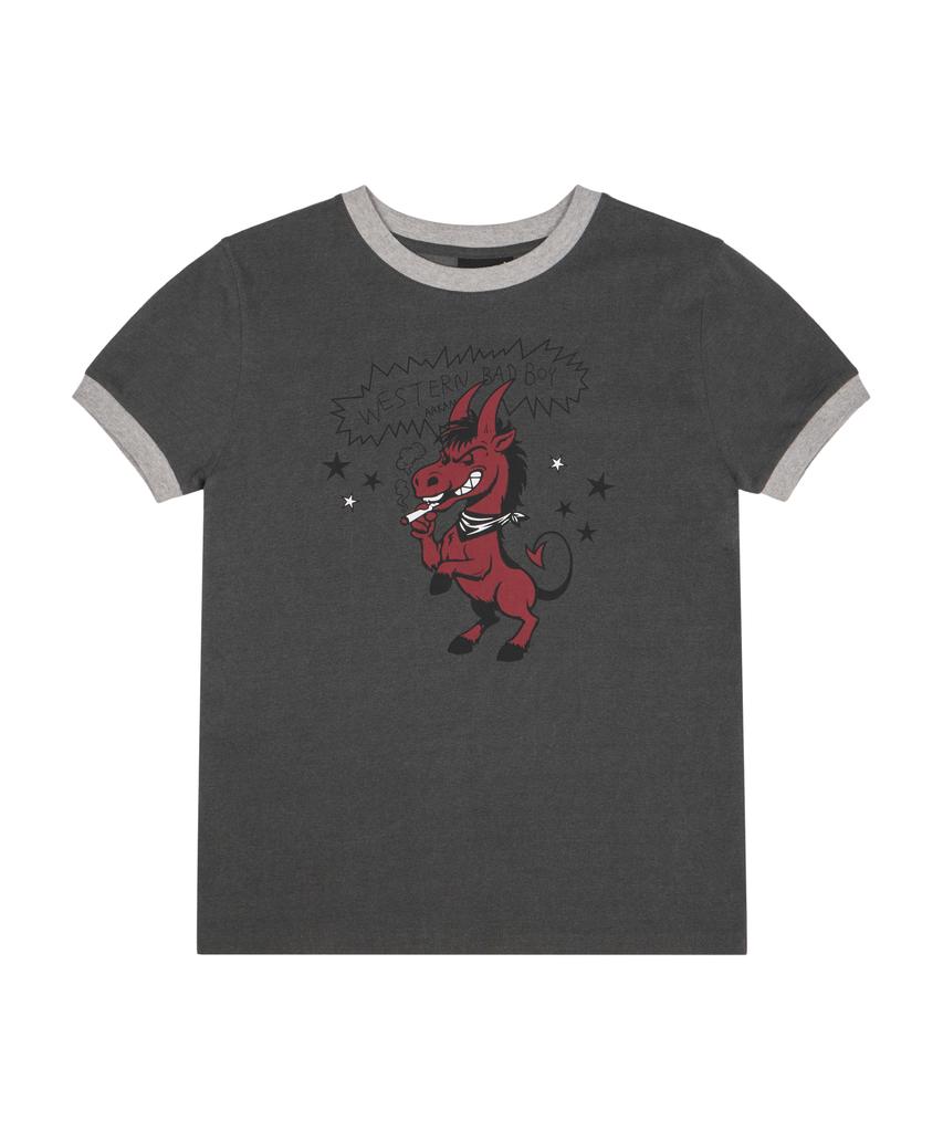 AAKAM Bad Horse Ringer Top (Dark Gray)