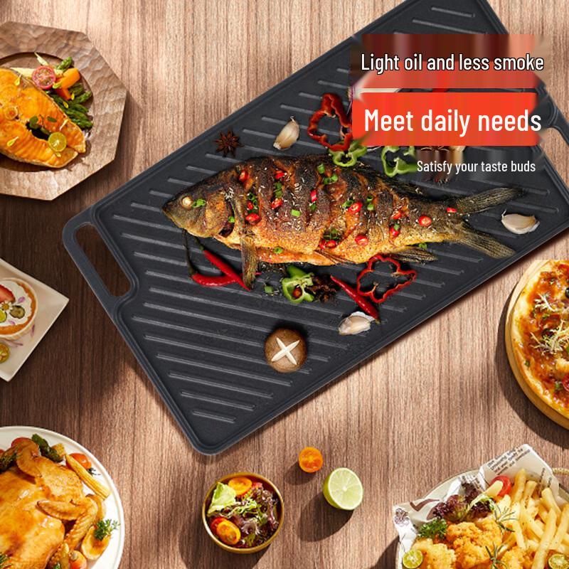 ZISHI Reversible Cast Iron Grill and Griddle Pan