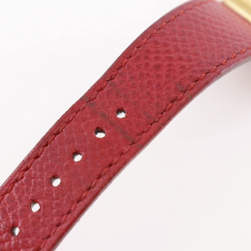 Hermes Medor Uhren Vintage Gold Weißes Zifferblatt Vergoldet/Leder Quarz Analoganzeige Damen Gebraucht