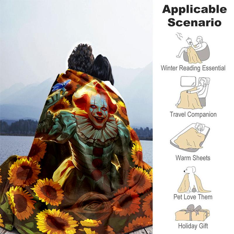 1pc Blanket Pennywise the Dancing Clown2 Print Design, Lightweight Blanket for Sofa, Bed- Soft &Warm, Gift for All Seasons like Christmas, Halloween