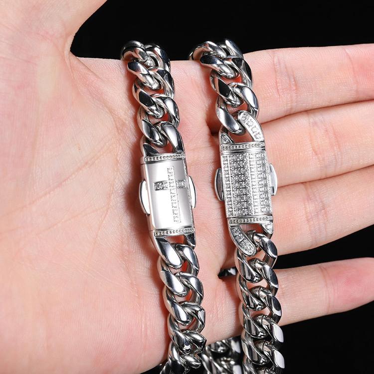 Wholesale Men Chain Gold Heavy 12MM 18k Gold Plated Chain Miami Cuban Link Stainless Steel Jewelry 12mm*16inch белого золота