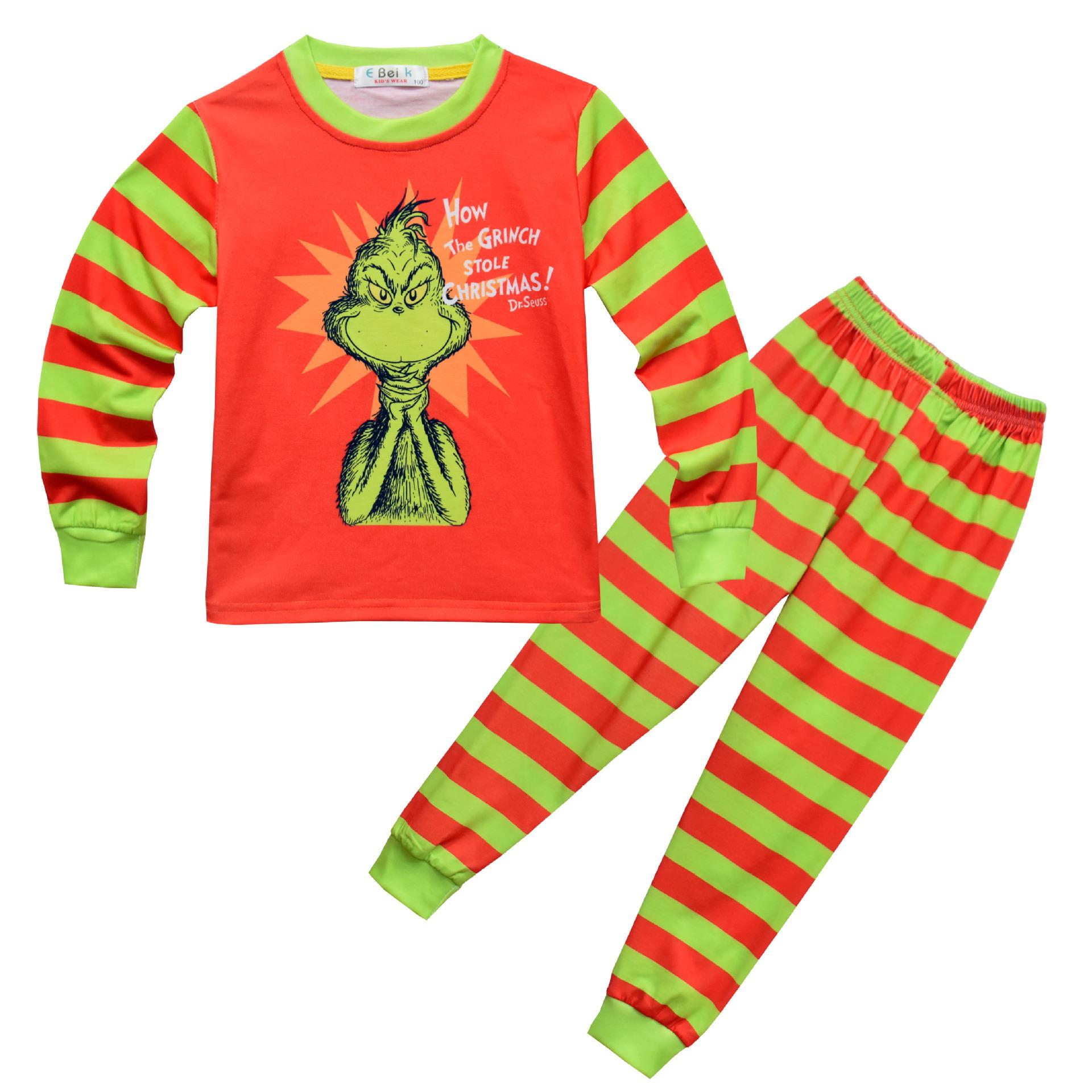 

Christmas Clothing, Green Hair Monster Grinch, Loungewear Set, Long-Sleeved Two-Piece Pajamas 531 100