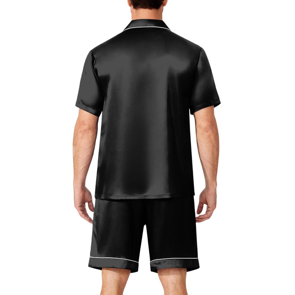 Men's Short Sleeve Pajama Set Button Down Shirt and Shorts Soft Lightweight Sleepwear Set Available In Sizes S To XXXXL