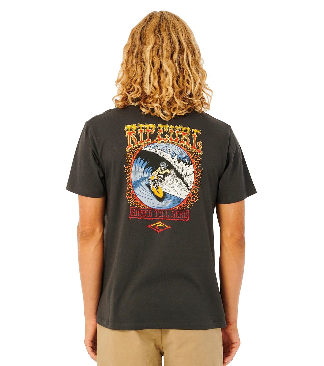 [Rip Curl] Herren T-Shirt mit kurzem Ärmel und Aufdruck (Markenlogo) [02CMTE / SHRED TILL DEAD T-SHIRT] Stilvoll WASCHSCHWARZ M