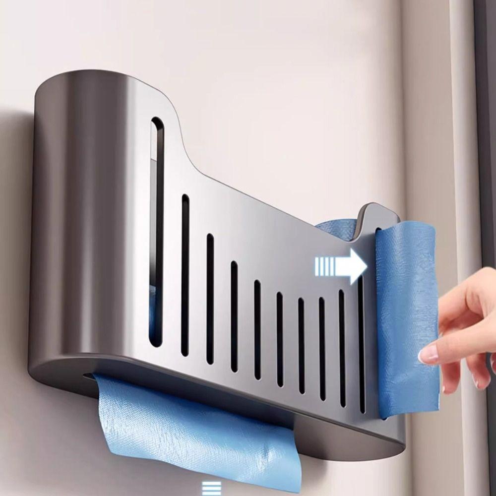Carbon Steel Garbage Bag Storage Box Punch Free Wall-Mounted Trash Bag Extraction Box Durable Draining Cling Film Storage Rack