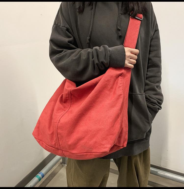 Lazy Style Washed Canvas Bag: Women's Large Capacity Crossbody and Shoulder Tote