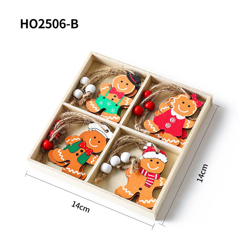 Wooden Gingerbread Man Christmas Tree Ornaments - Hanging Decorations for Home