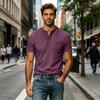 Men's Cotton Short Sleeve Henley Shirt Large Size Casual Pocket T-Shirt Lightweight Breathable Summer Top