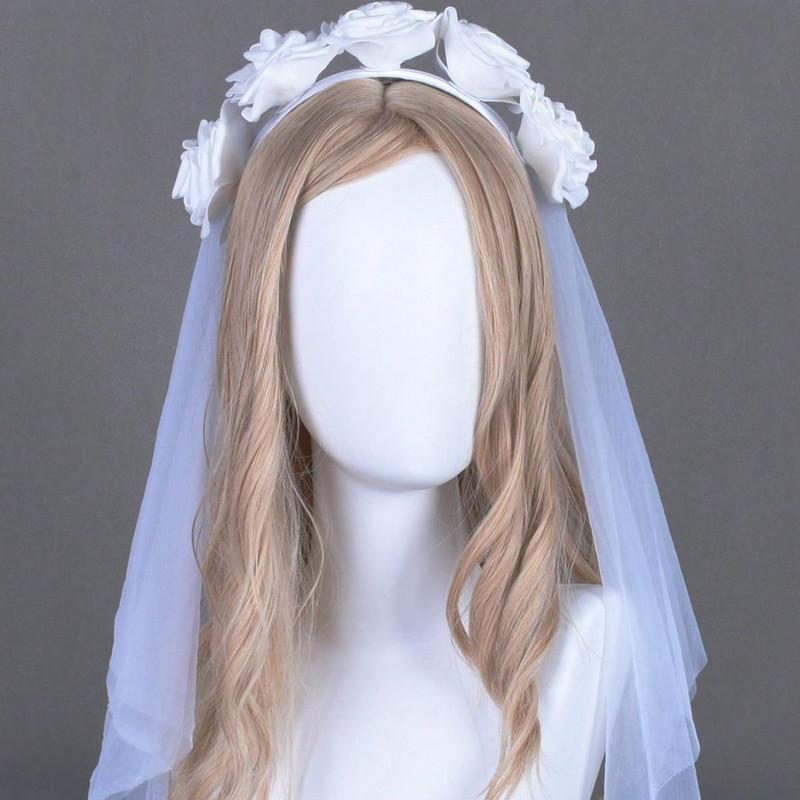 Halloween Headbuttons Day of The Dead Hair Bands Headdress Ghost Bridal Party Dark Lace Veil