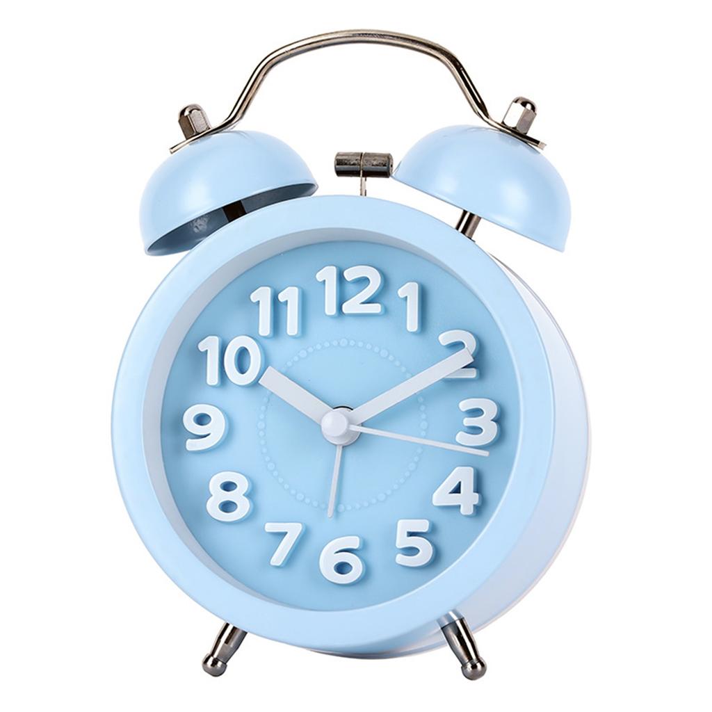 Small Vintage Twin Bell Alarm Clocks Metal Frame Battery Operate Loud Desk Table Alarm Clock for Bedrooms Bedside Home Office