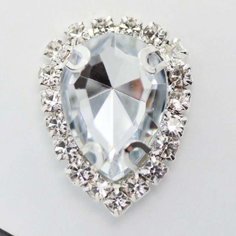 Factory Outlet 10PCS/lot 25 * 20mm Acrylic Water Drops Rhinestone Button Flatback Can Mix Colors For Free Delivery