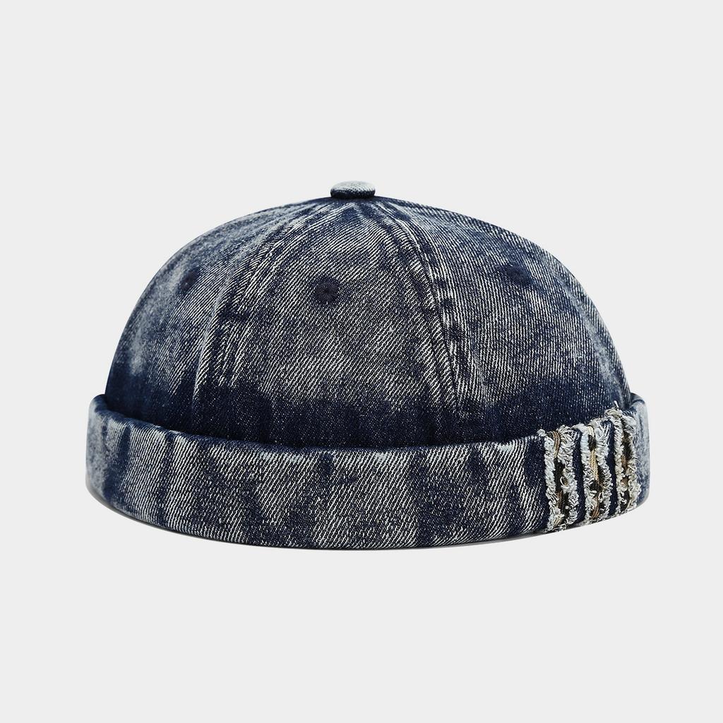 Cappello da Pescatore Trendy Lavato in Denim Stile Giapponese - Streetwear Casual per Coppie, Cappello a Secchiello Vintage, Berretto da Marinaio Senza Visiera con Risvolto