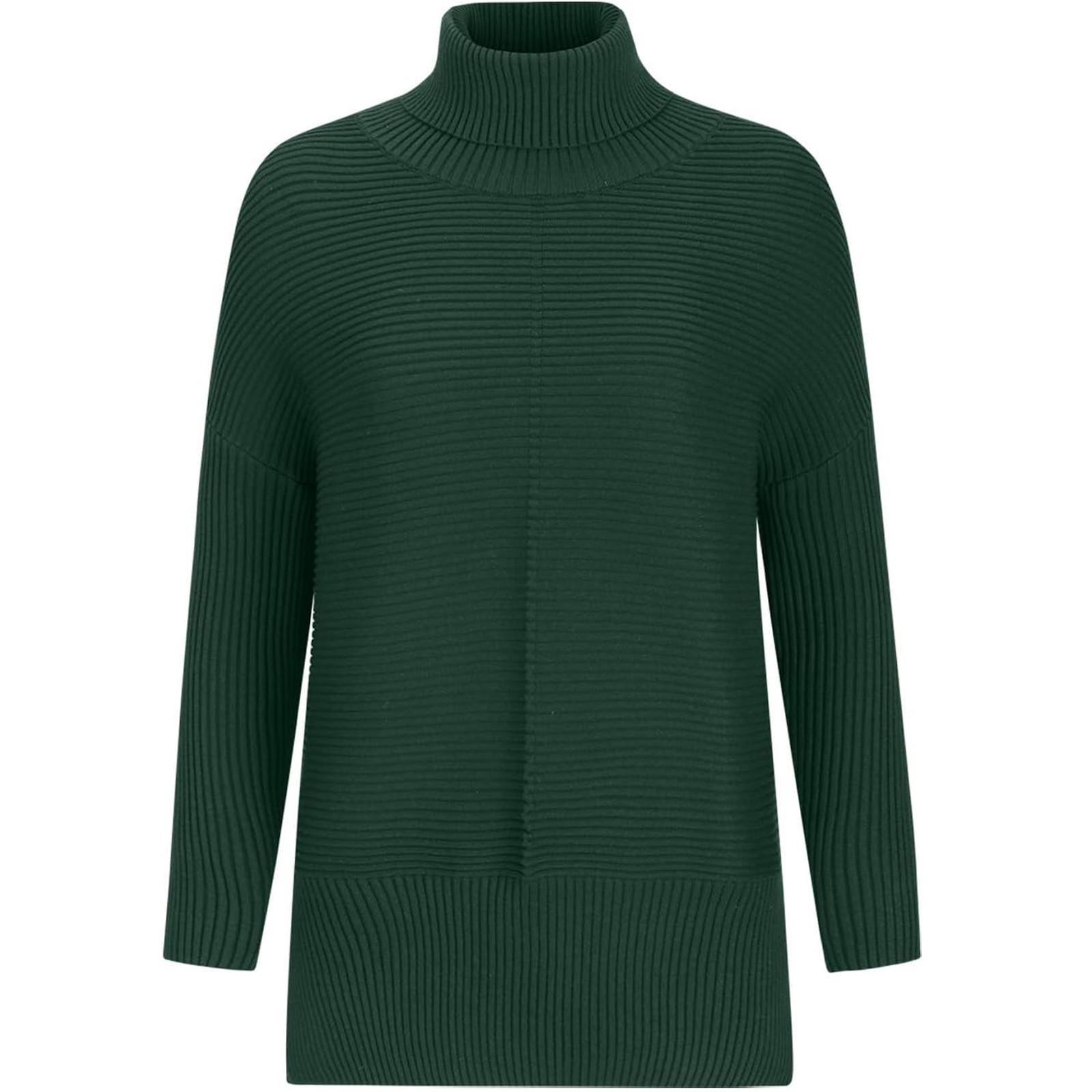 Женский однотонный свитер с высоким воротом свободный с рукавами летучая мышь стильный пуловер L армия зеленый 2376₽