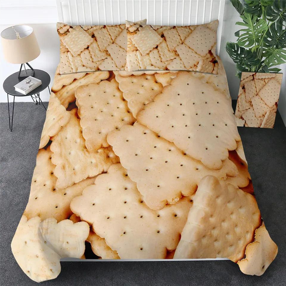 Gourmet Pancake Pattern Duvet Set Fun Three-Piece Set Suitable For Boys And Girls